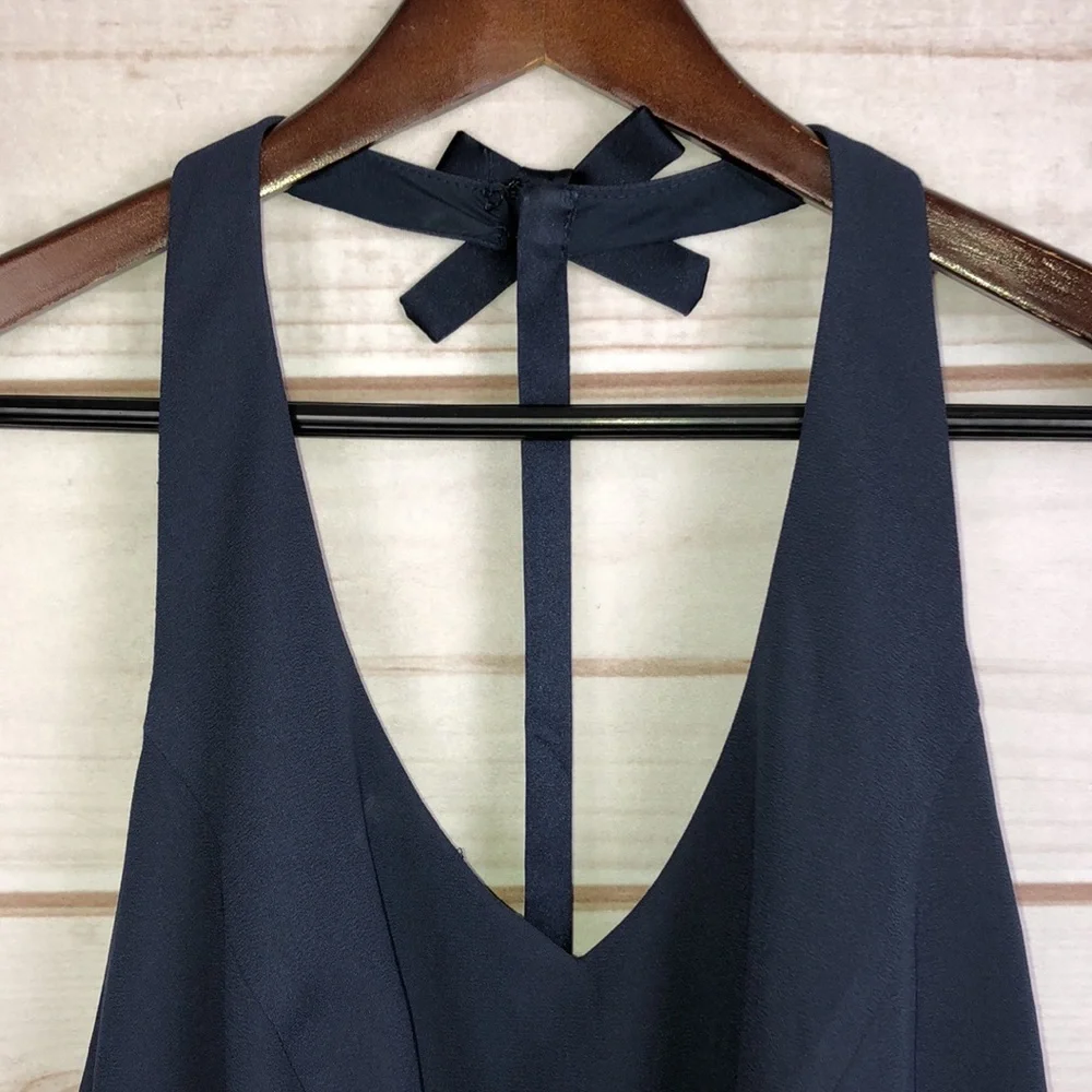 Vera Wang White Short Midnight T-Strap Halter Bridesmaid Dress - Size 14 - Picture 9 of 13